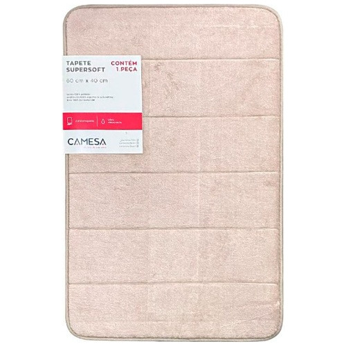 Tapete De Banheiro Super Soft 60x40 Antiderrapante Camesa Cor Bege