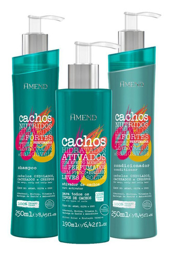 Kit Amend Cachos Nutridos Shampoo Condicionador E Ativador