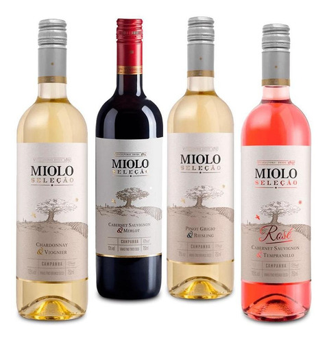Vinho Miolo Seleção Kit Degustação Com 4 Garrafas 750ml