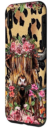 Funda Para iPhone XS Max Scottish Highland Cow Flowers Fa-02
