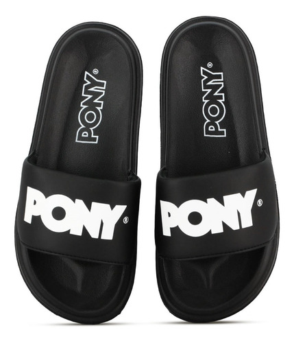 Ojota Pony Brooklyn  C/ Logo Black/white