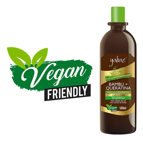 Shampoo Vegano Bambu + Queratina 500ml Yabae