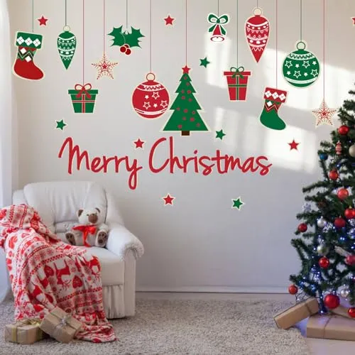 Calcomanías De Pared De Feliz Navidad, Árbol De Navidad, Cop