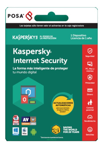 Imagen 1 de 9 de Antivirus Kaspersky Internet Security 1 Pc 1 Año Original*
