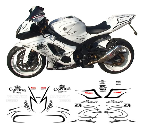 Kit Adesivos Suzuki Gsxr 1000 Corona Compatível Gsxcr Cor Suzuki corona gsxr 1000