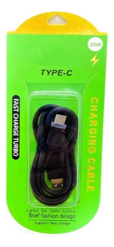 Cable Usb Tipo C Turbo Power Carga Rápida 3.0 Para Motorola Color Negro