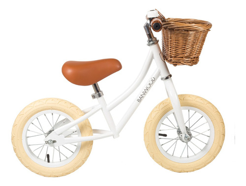 Bicicleta Sin Pedales Con Canasto Y Timbre - Marca Banwood Color Blanco