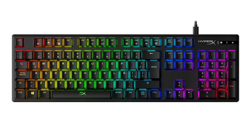 Imagen 2 de 3 de Teclado gamer HyperX Alloy Origins QWERTY Red español latinoamérica color negro con luz RGB