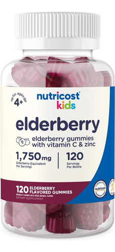 Original Nutricost Kids Elderberry Zinc Vitc, 120 Gomit 50mg