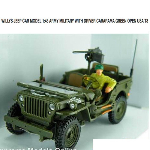 Modelo De Coche Jeep Willys 1:43 controlador Ejército Militar Verde Inc Abierto USA American R0 