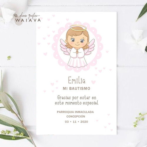 Imagen 8 de 10 de Estampitas Bautismo Tarjetas Estampas Nenas X 3u
