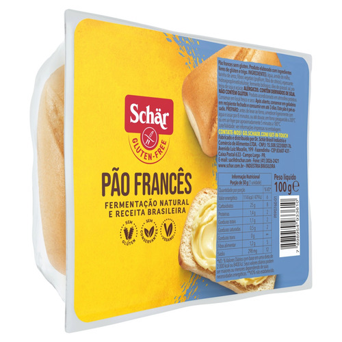 Pão Francês Schär Zero Lactose Sem Glúten Bandeja 100g