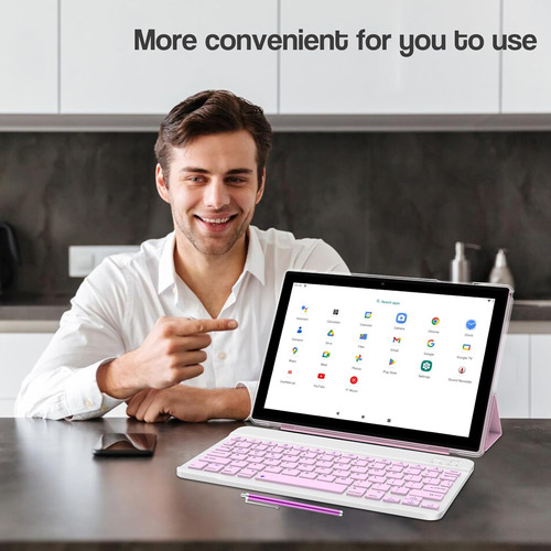 Yqsavior Android 14, 2 En 1 Tablet 10 Pulgadas Con Teclad...