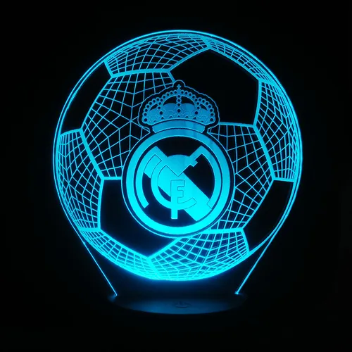 Lámpara Led Ilusión 3d Balón Real Madrid + Control Remoto