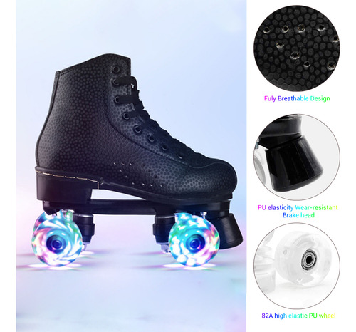 Patines Flash Wheel Con Doble Línea Led, 4 Ruedas Y Dos