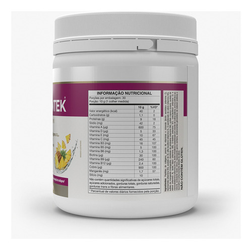 Kit 3 Colagentek Vitafor 300g Colágeno Hidrolisado Abacaxi