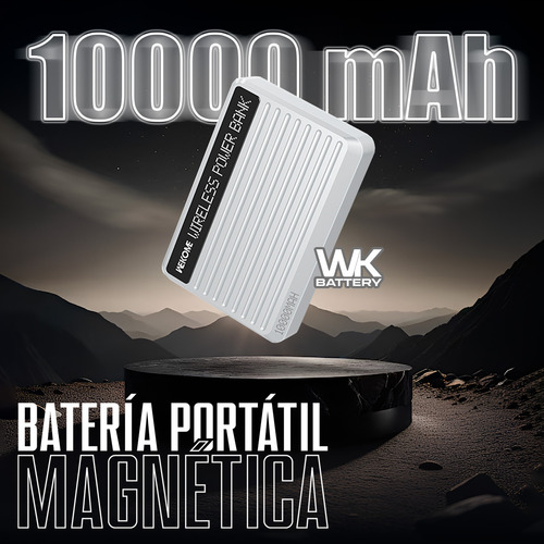 Power Bank 10000mah Batería Externa Carga Rápida Wk Color Gris Azulado