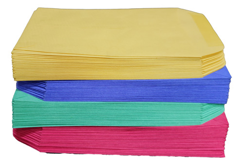 200 Sobres Manila Coin 6x16cm Color Amarillo Azul Rojo Verde