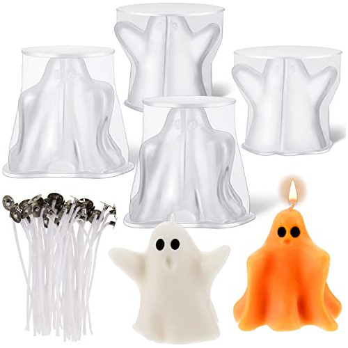 4 Moldes De Velas Fantasma De Halloween Hacer Velas, Mo...