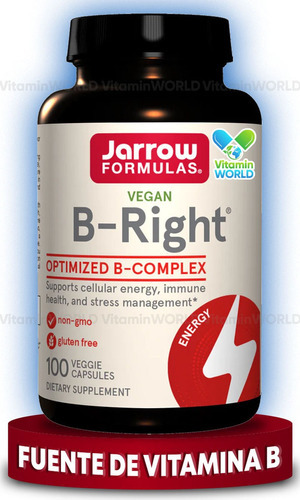 Jarrow Formulas B-right Complejo De Vitaminas B 100 Cápsulas Sabor Sin Sabor