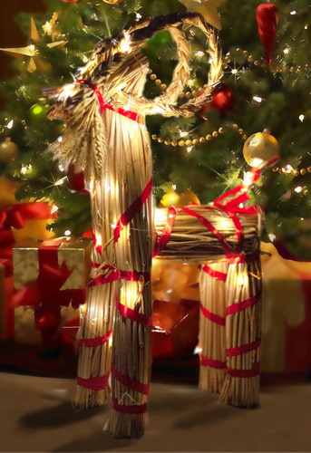 Paja Navidad Iluminada Para Decoracion Hogar Estilo Sueco