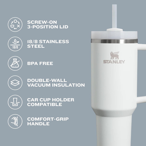 Taza Stanley Quencher H2.0 30 Oz Con Tapa Y Popote, Flowstat