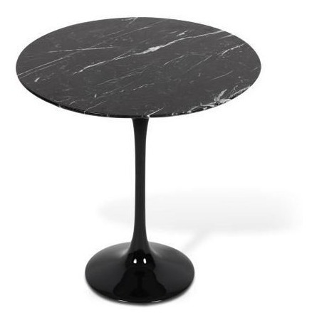 Mesa Lateral Saarinen Tulipa Ø 51cm Em Mármore Nero Marquina