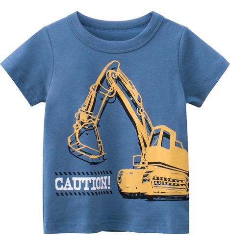 Camisetas De Cuello Redondo Con Estampado De Excavadoras De