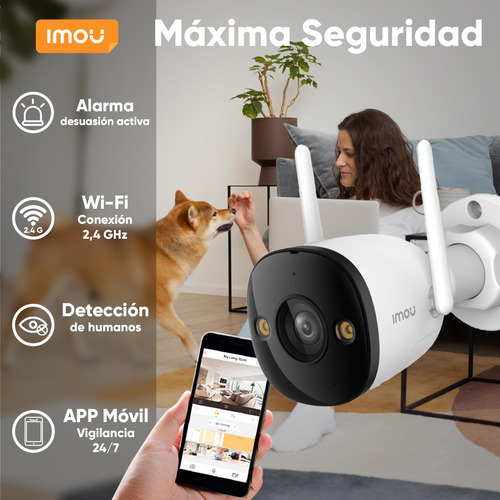 Imou Cámara De Seguridad Ip Bullet Wifi 3 Mp Ipc-s3en-3m0we-plus-128 Full Color Imou Sense Visión Nocturna Inteligente Con Microsd 128gb Audio Dos Vías Disuasiónactiva 30m Ir 3m0we Protección Exterior