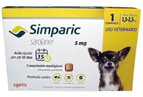 Simparic Promoção 5mg 1,3 A 2,5kg Com 1 Comprimido