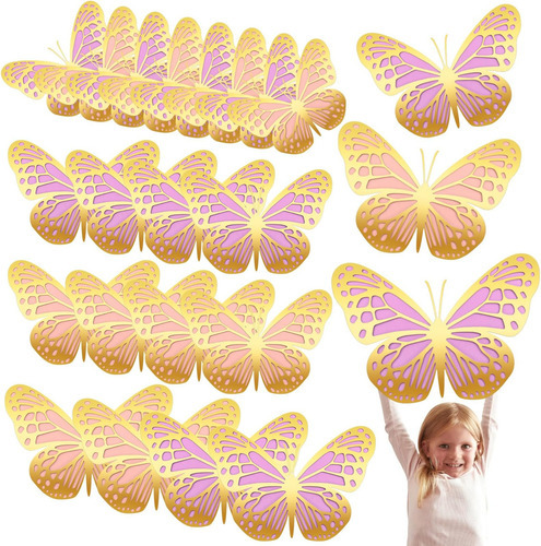 20 Piezas 3d Decoración De Fiesta De Mariposa Grande 2 Capas