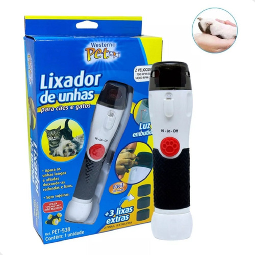 Lixador De Unha Pet Cachorro E Gatos + 3 Lixa Extra Eletrico