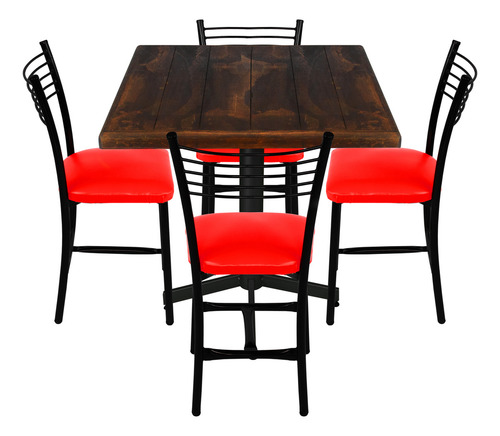 Comedor Para Restaurante Bar Mesa Cafetería Jardín Exterior Color Rojo Diseño De La Tela De Las Sillas Liso