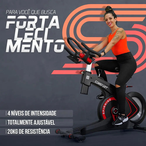 Bicicleta Ergométrica Spinning Profissional S500 Consport Cor Preto