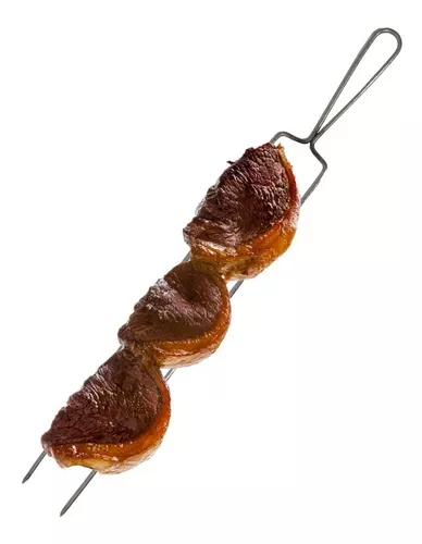 Espetos Churrasco Duplo Kit Com 3 Inox Churrasqueira