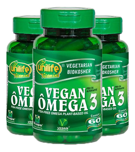 Ômega 3 Vegano  3x60 Cápsulas  Unilife