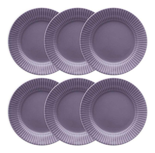 Conjunto De 6 Pratos Rasos Canelé 24cm Roxo Biona