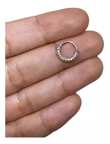 Piercing para Orelha em forma de argola c/ pedra de zircônia. - Andreia  Branco Acessórios