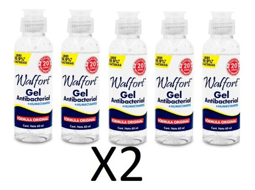 10 Pack Gel Antibacterial De Bolsillo Walfort 60 Ml