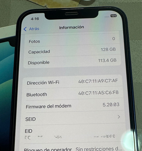 iPhone 12 De 128gb Color Azul (usado) (Usado)