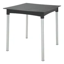 Comprar Mesa Laura Tramontina En Pp Textura Ratán Con Patas Aluminio Tapa Negro Patas Plateado