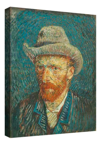 Cuadro Decorativo Canvas Coleccion Vincent Van Gogh 60x45 Color Autorretrato Armazón Natural