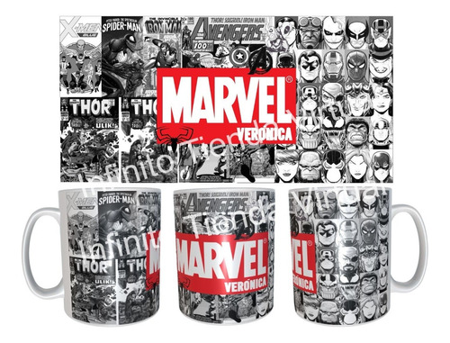 Mug Pocillo Taza Marvel Personalizado Con Tu Nombre