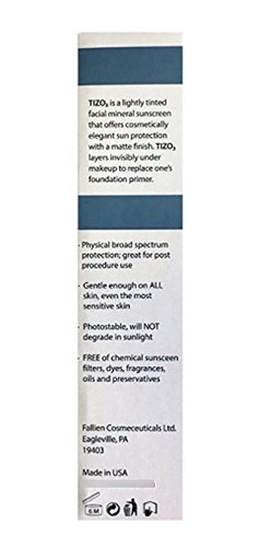Imagen 4 de 5 de Protector Solar Mineral Tizo 3 Para Rostro Spf 40, 1.75 Oz