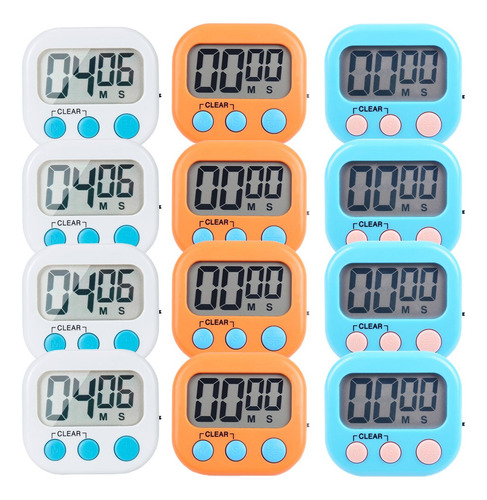 Set De 12 Mini Temporizadores Digitales Para Cocina Interrup