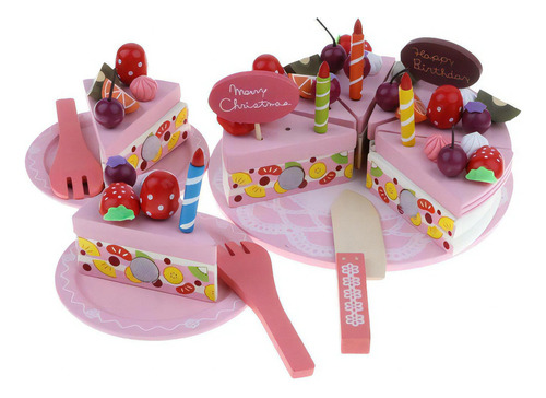Comida Simulada Para Niños, Tarta Cortada En Madera Para Fie
