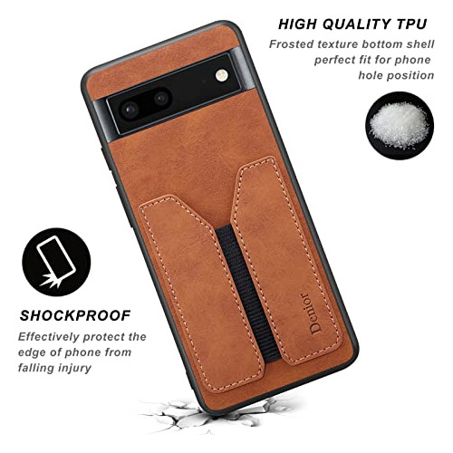 Funda Para Google Pixel 7a Cafe Delgada Pu Piel Sintetica