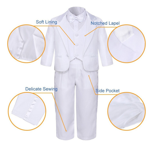 Traje Niño Bebé Bautizo Boda Cumpleaños Formal Ropa 5 Piezas