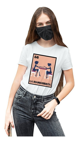 Playera Corte Recto De Mujer Blanca Manicurista Cleen Alexer