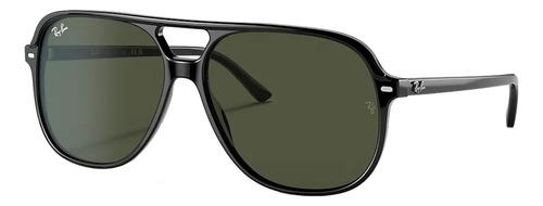 Óculos de sol Ray-Ban Bill Standard armação de acetato cor polished black, lente green clássica, haste polished black de acetato - RB2198